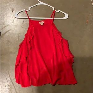 Ruffled red tank top